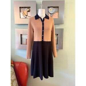 Boden Tan and Black Long Sleeve Dress